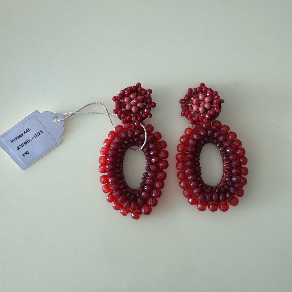 Elegant Red Beaded Earrings